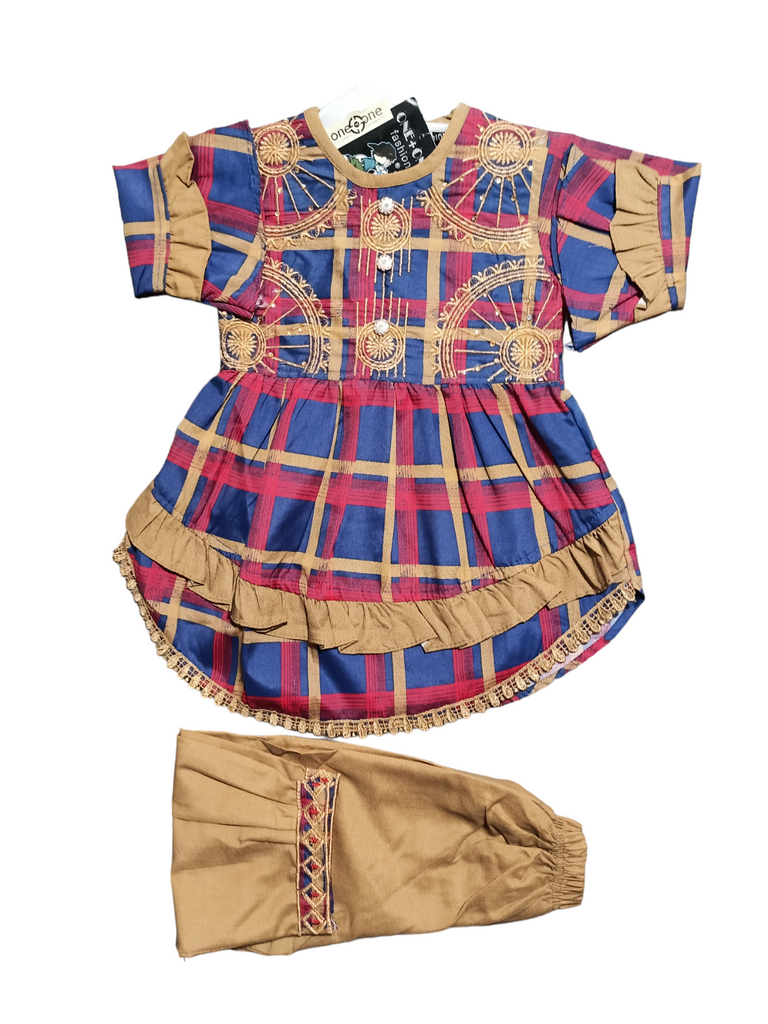 Small Size Blue Colour Dress Summer Season | Full Sleeve | Loan | Kidsshop.PK | #19748