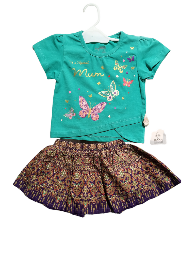 1 Size | Green Colour Dress | Summer Season | Half Sleeve | Blended | Kidsshop.PK | #18645