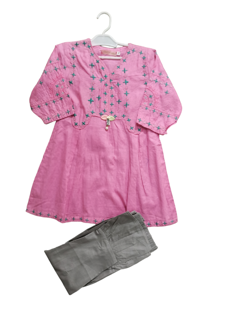 24 Size | Pink Colour Dress | Summer Season | Full Sleeve | Loan | Kidsshop.PK | #17145