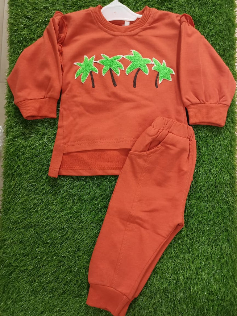 2 Size Orange color Dress Mid Season | Full Sleeve | Blended | Kidsshop.PK | #19619/2