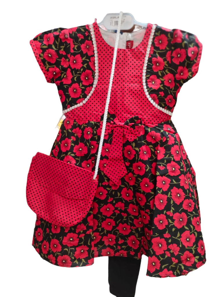 Summer Baby Girl || Cotton Frock || 1-6Year || Red Color || Code#19732